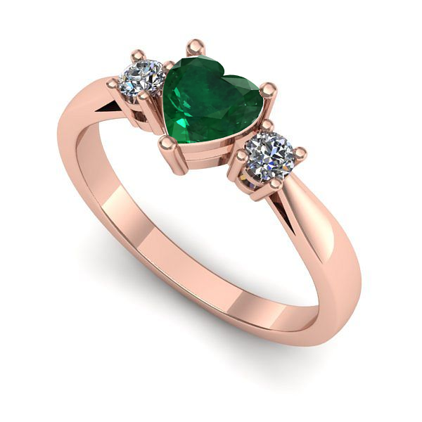 Inel din aur roz cu smarald