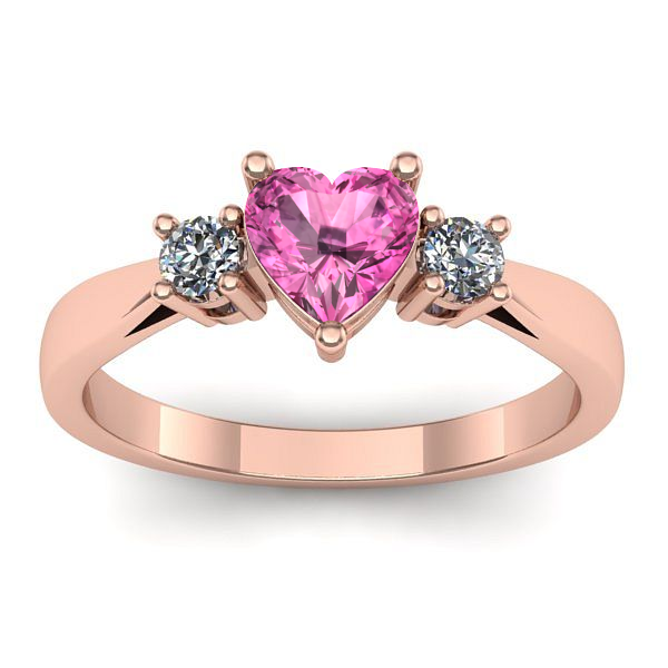 Inel logodna cu safir roz inima