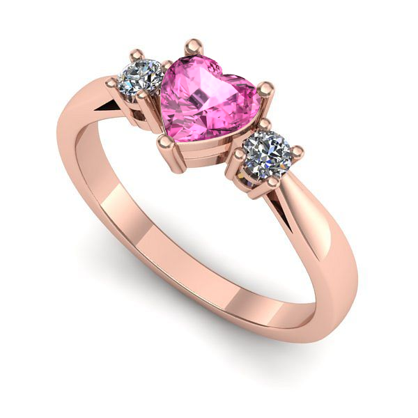 Inel de logodna din aur roz cu safir roz