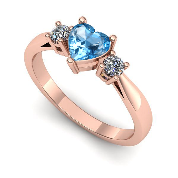 Inel de logodna din aur roz cu topaz blue