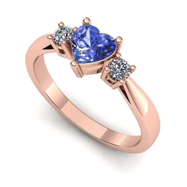 Inel din aur roz cu tanzanit