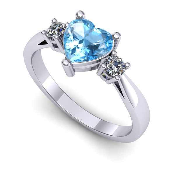 Inel de logodna din aur alb cu topaz blue