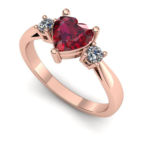 Inel din aur roz cu rubin