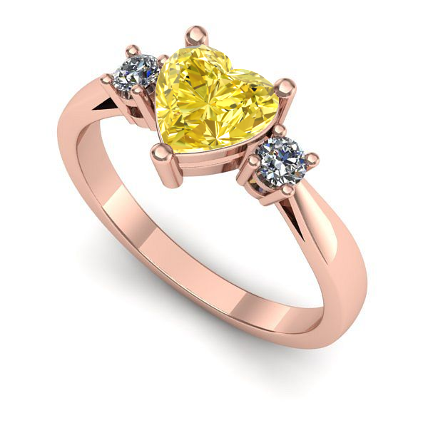 Inel de logodna din aur roz cu safir galben