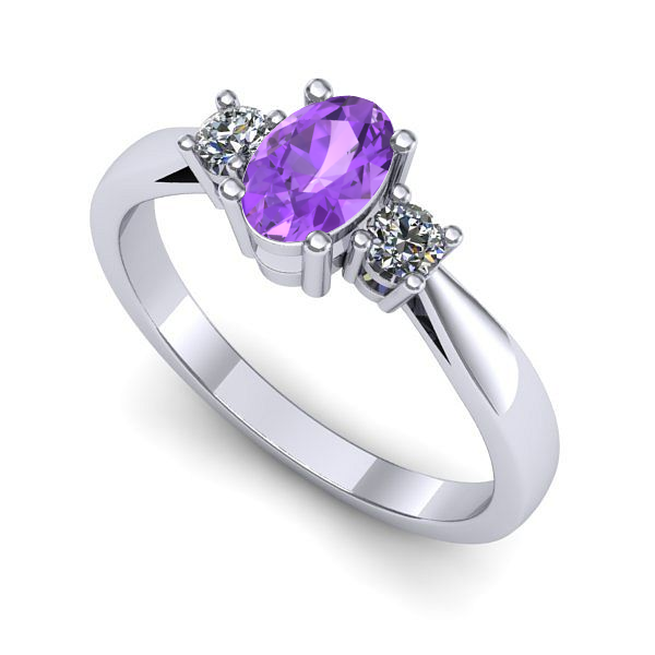 Inel logodna din aur alb cu ametist