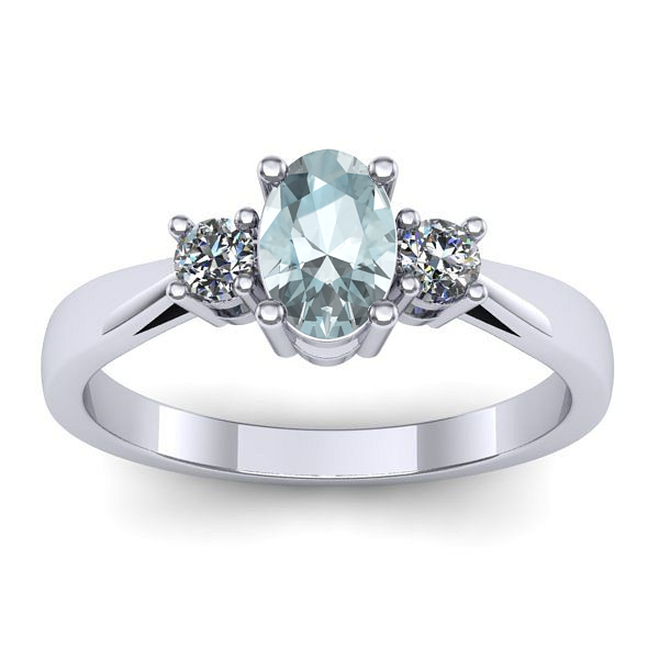 Inel cu aquamarin oval