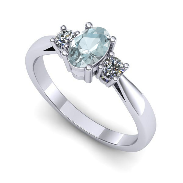 Inel logodna din aur alb cu aquamarin