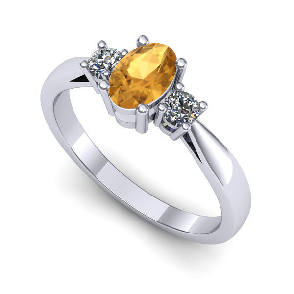 Inel de logodna din aur alb cu citrin