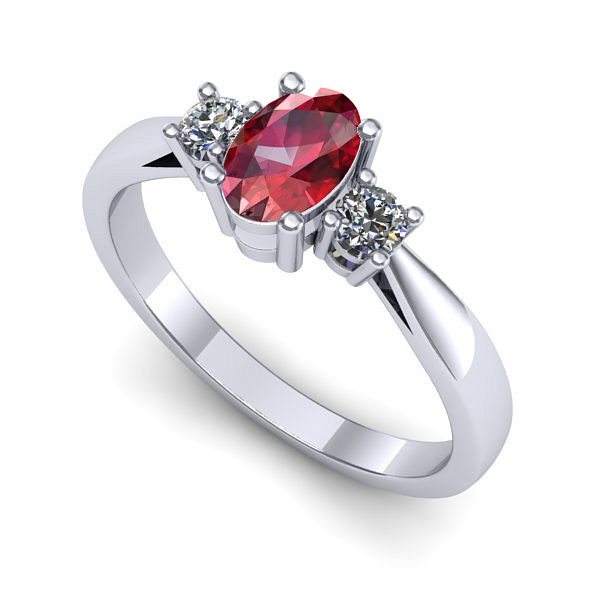 Inel de logodna din aur alb cu rubin