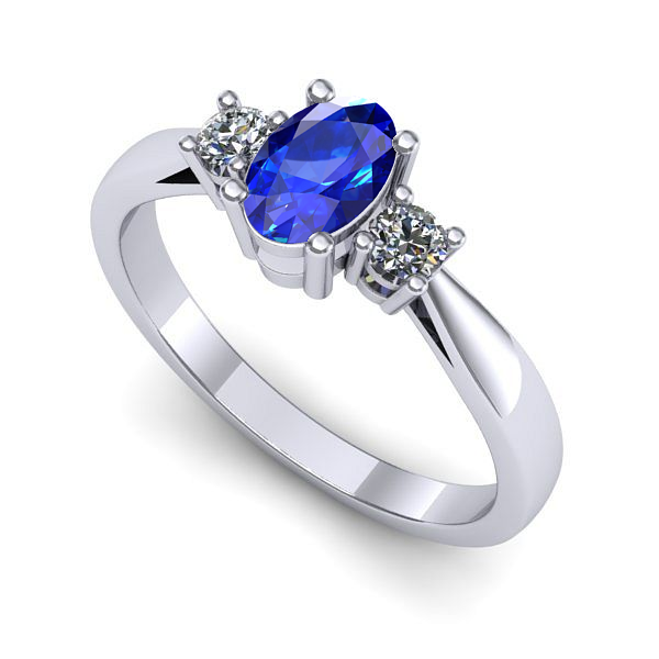 Inel de logodna din aur alb cu safir