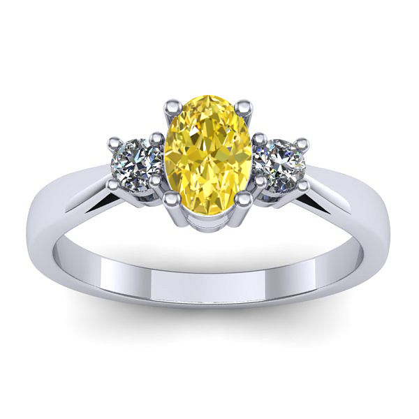 Inel cu safir galben oval