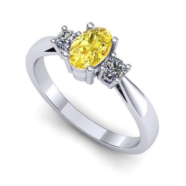 Inel logodna din aur alb cu safir galben