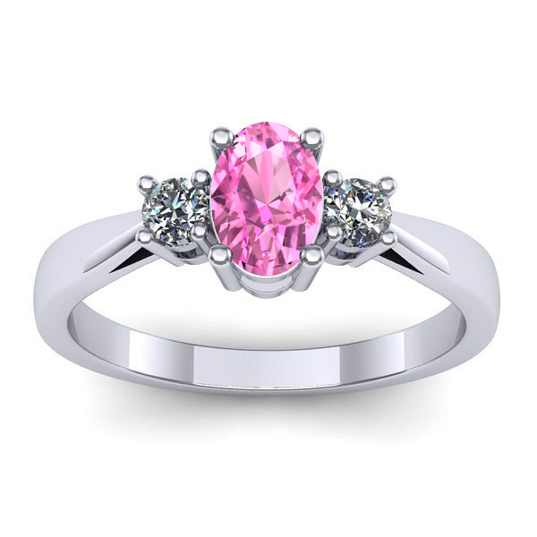 Inel logodna cu safir roz oval