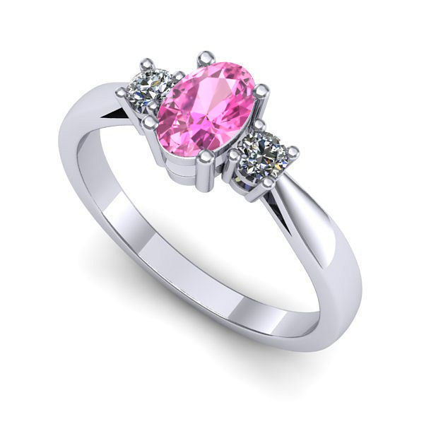 Inel de logodna din aur alb cu safir roz