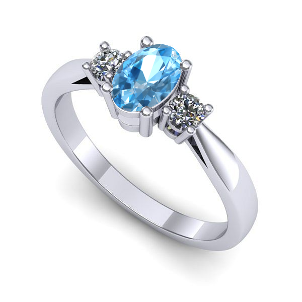 Inel logodna din aur alb cu topaz blue