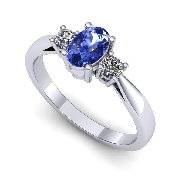 Inel logodna din aur alb cu tanzanit