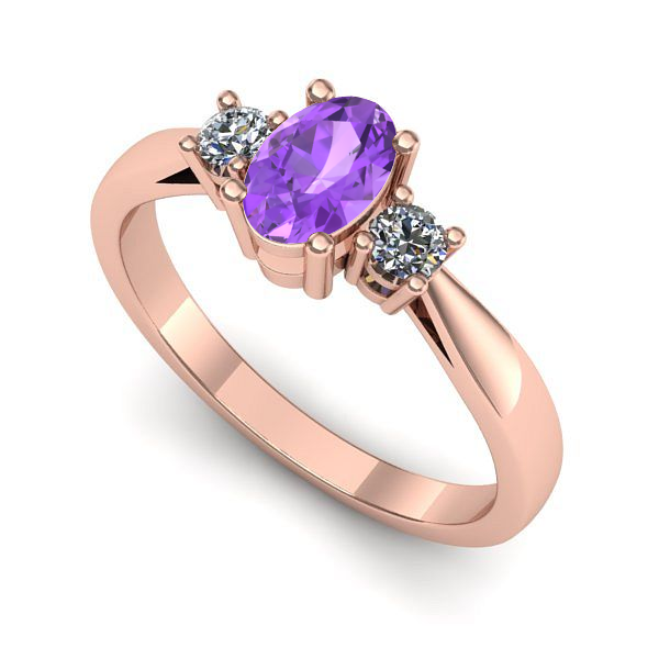 Inel de logodna din aur roz cu ametist
