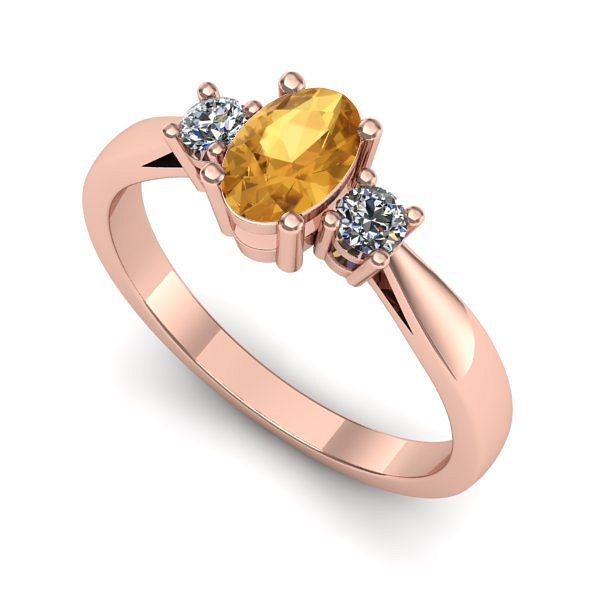 Inel din aur roz cu citrin