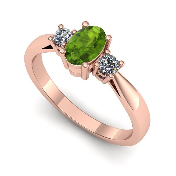 Inel din aur roz cu peridot