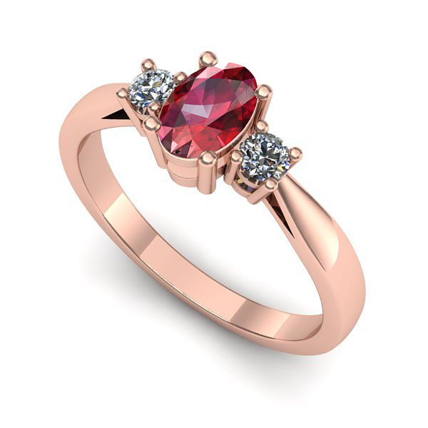 Inel din aur roz cu rubin