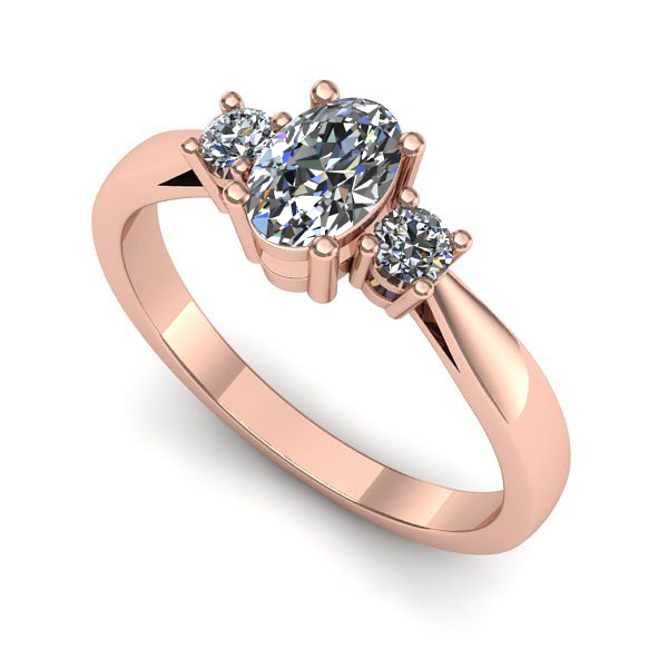 Inel din aur roz cu safir alb