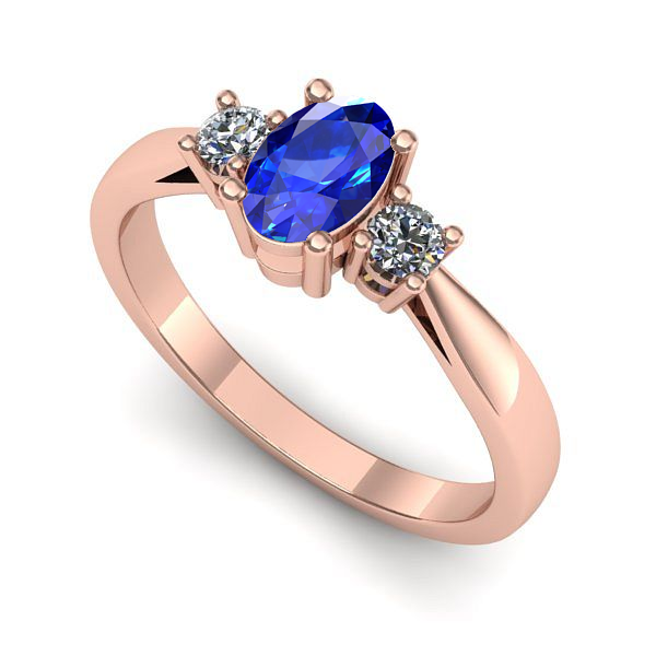 Inel logodna din aur roz cu safir