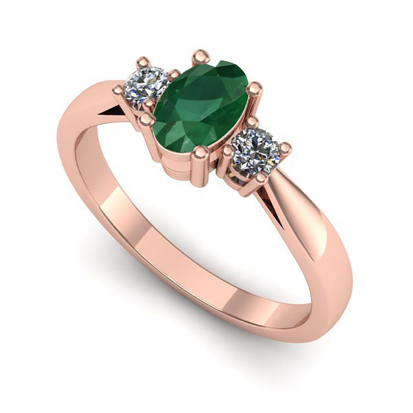 Inel din aur roz cu smarald