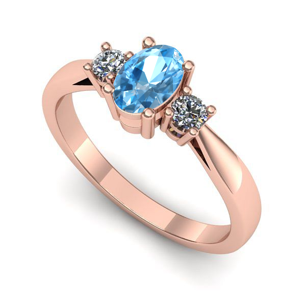 Inel de logodna din aur roz cu topaz blue