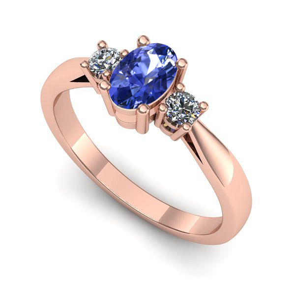 Inel de logodna din aur roz cu tanzanit