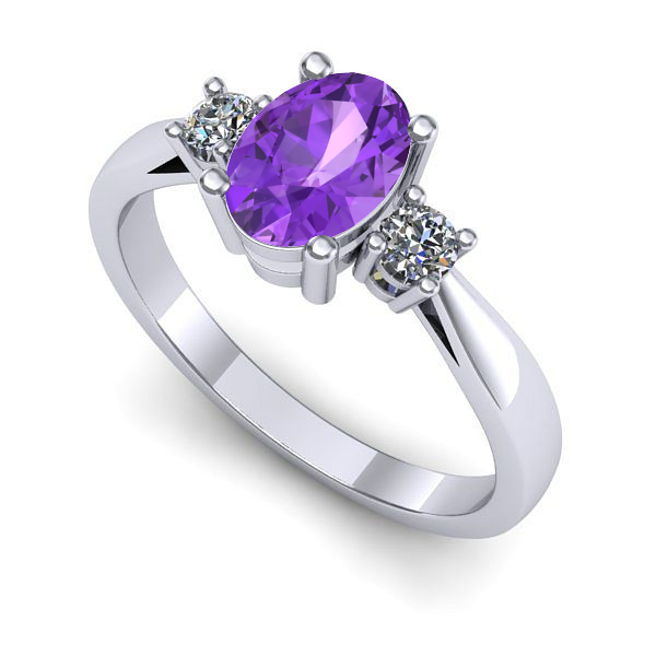 Inel de logodna din aur alb cu ametist