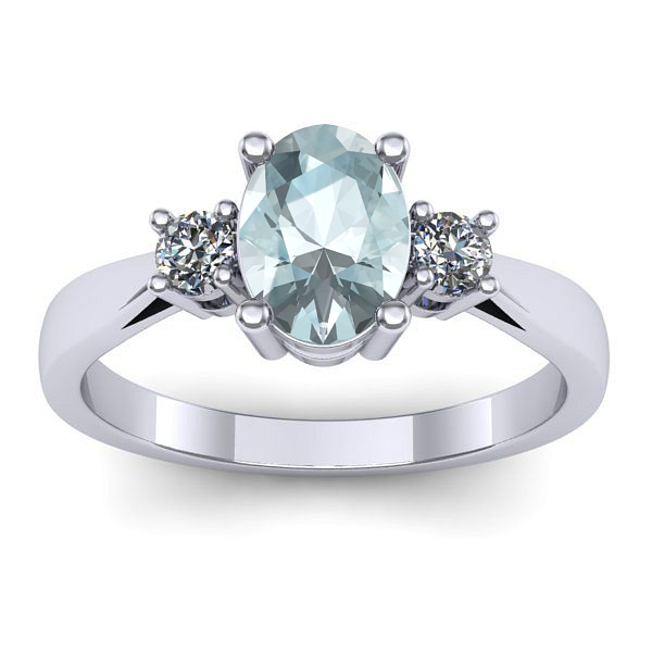 Inel cu aquamarin oval