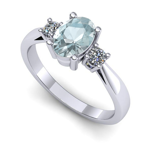 Inel din aur alb cu aquamarin