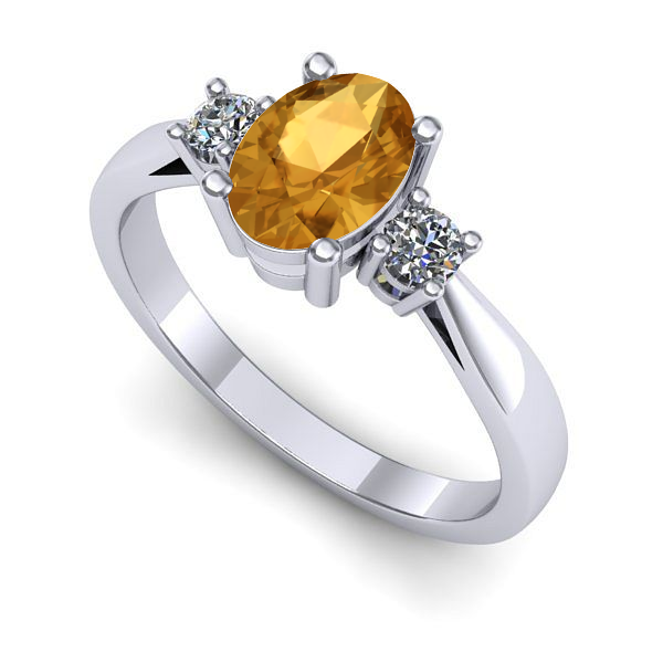 Inel din aur alb cu citrin