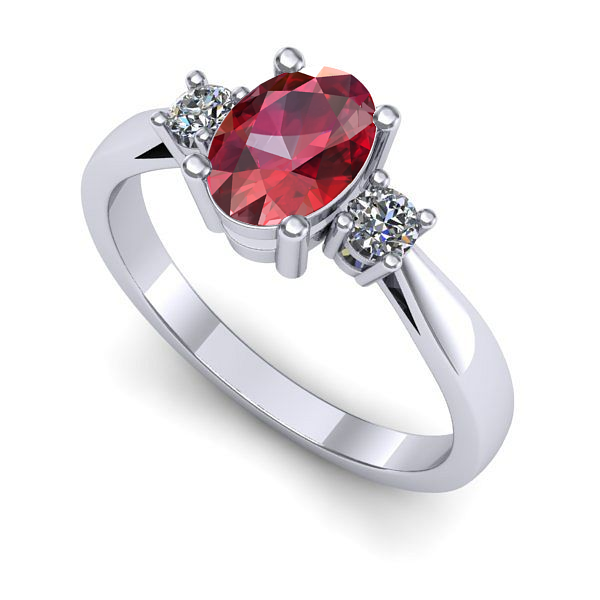 Inel logodna din aur alb cu rubin
