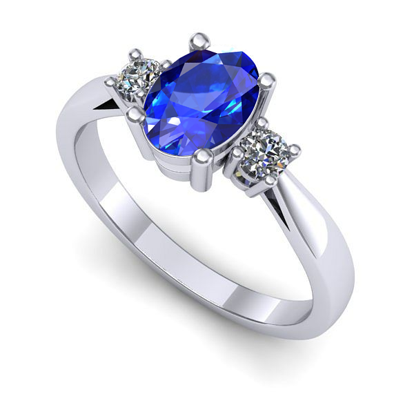 Inel din aur alb cu safir