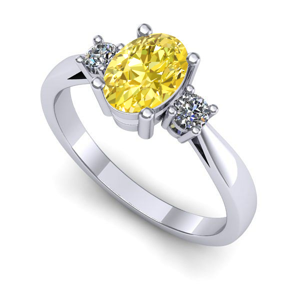 Inel de logodna din aur alb cu safir galben