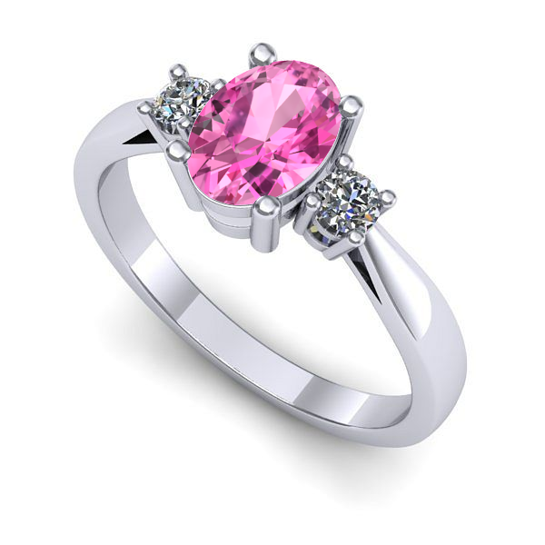 Inel din aur alb cu safir roz