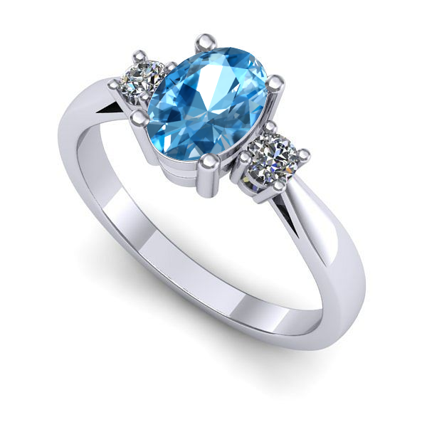 Inel logodna din aur alb cu topaz blue