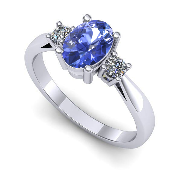 Inel logodna din aur alb cu tanzanit