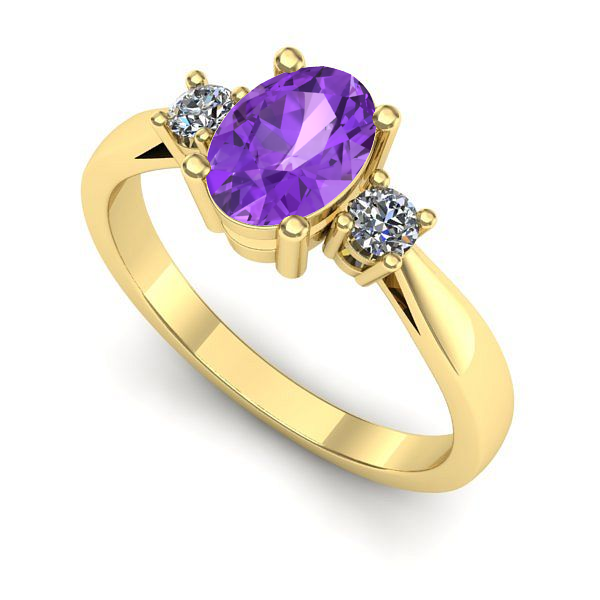 Inel logodna din aur galben cu ametist