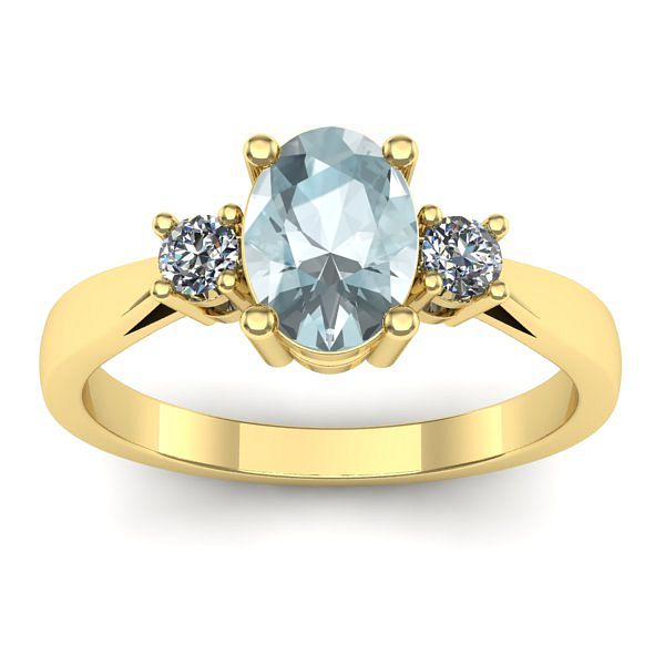 Inel de logodna cu aquamarin oval