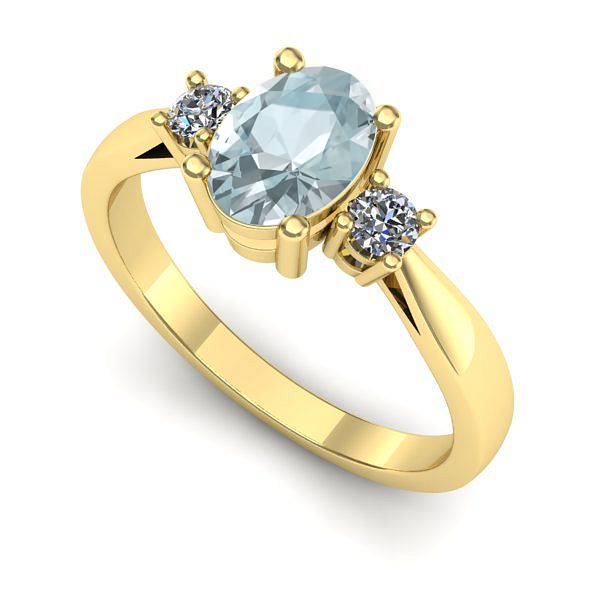 Inel din aur galben cu aquamarin