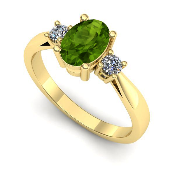 Inel logodna din aur galben cu peridot