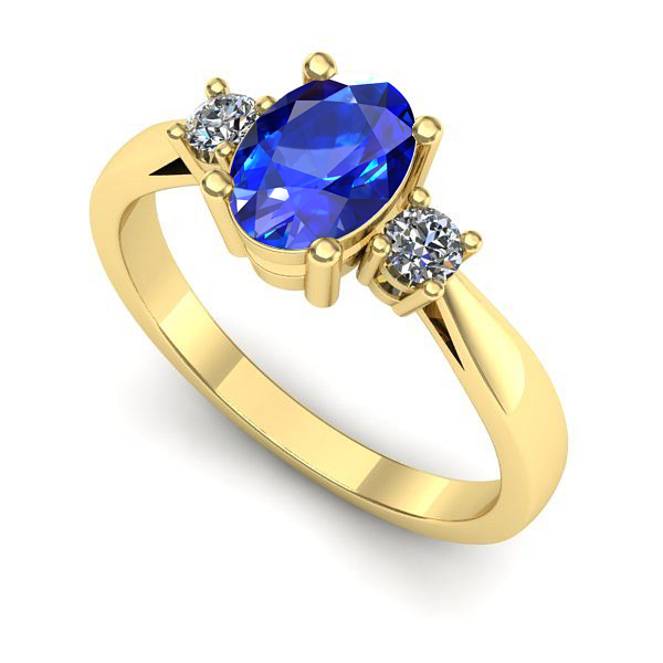 Inel logodna din aur galben cu safir