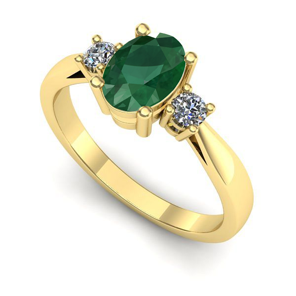 Inel logodna din aur galben cu smarald