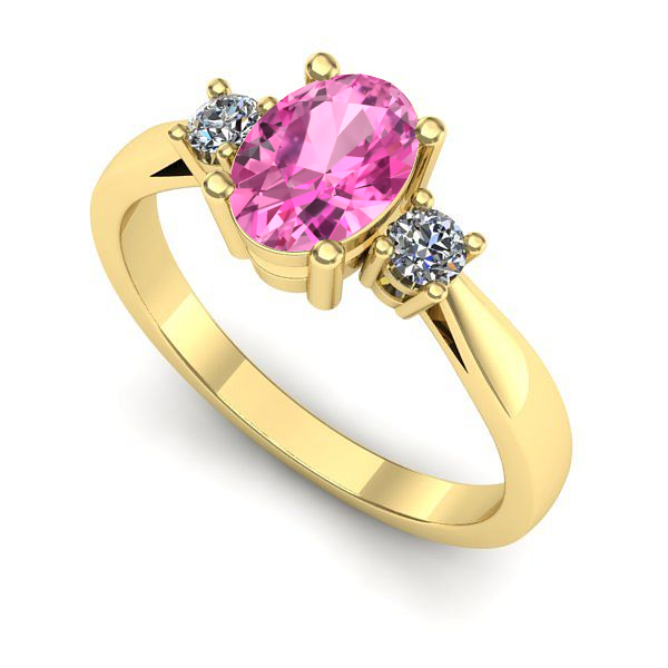 Inel de logodna din aur galben cu safir roz