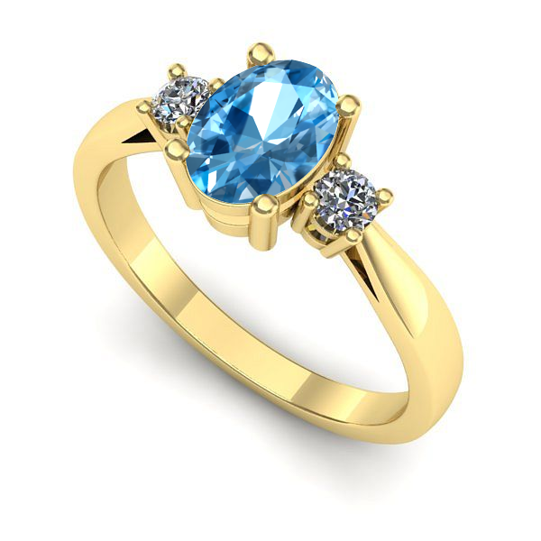 Inel logodna din aur galben cu topaz blue