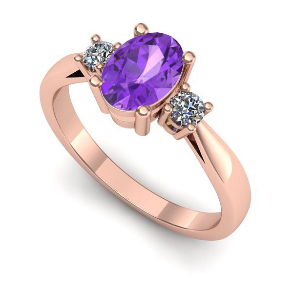 Inel logodna din aur roz cu ametist