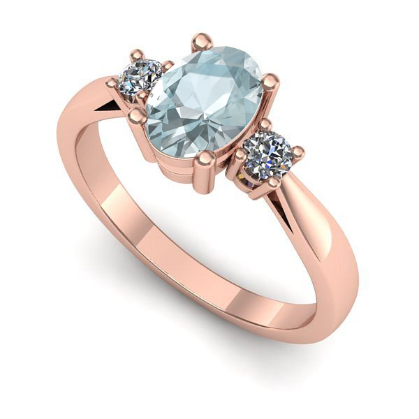 Inel din aur roz cu aquamarin