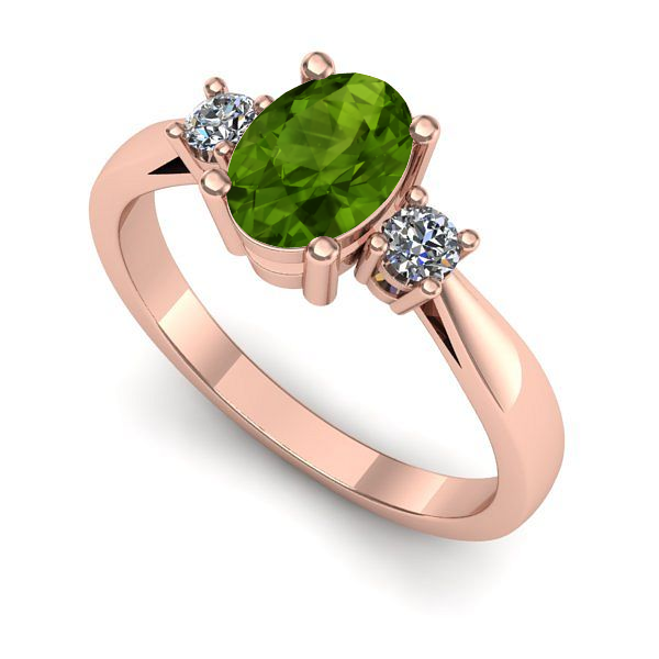 Inel logodna din aur roz cu peridot